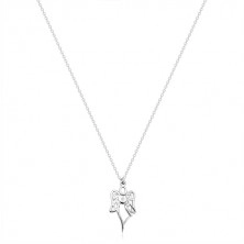 925 ezüst nyaklánc -  faragott angyal, szív átlátszó gyémánttal