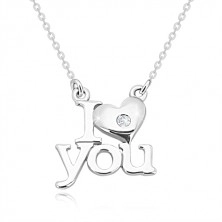 Briliáns 925 ezüst nyaklánc - "I love you",ovális szemű lánc