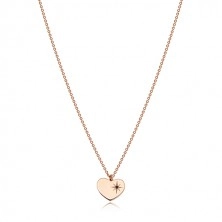925 ezüst rózsaszín árnyalatú hármas szett - fülbevaló, nyaklánc és karkötő, szív ,Sarkcsillag gyémánttal