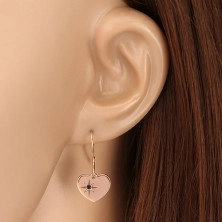 925 ezüst rózsaszín árnyalatú szett - fülbevaló és nyaklánc, szív ,Sarkcsillag gyémánttal