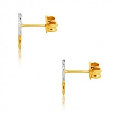 9K kombinált arany fülbevaló - pillangó körvonal cirkóniákkal, stekkeres fülbevaló