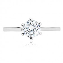 925 ezüst gyűrű - keskeny gyűrű, fényes kerek cirkónia foglalatban
