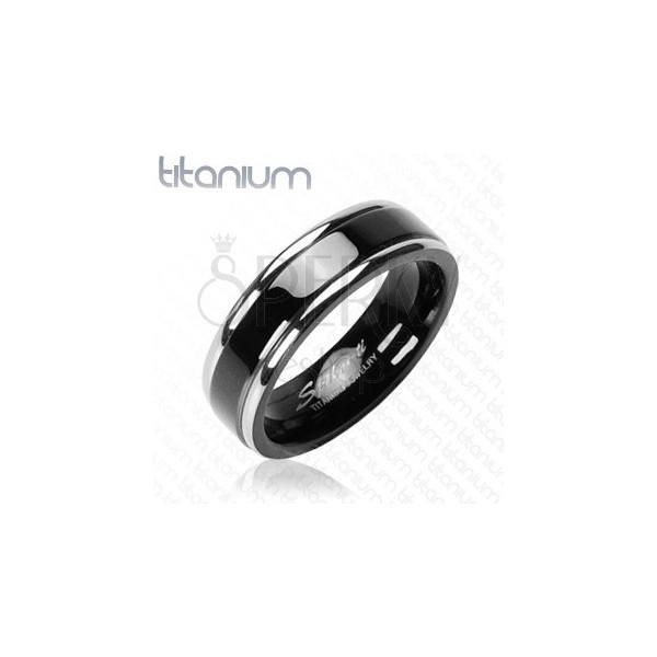 Titánium gyűrű - fekete sáv