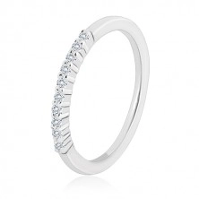 925 ezüst gyűrű - áttetsző cirkóniából álló csillogó sáv, keskeny gyűrű