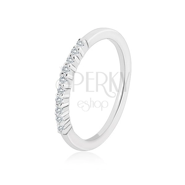 925 ezüst gyűrű - áttetsző cirkóniából álló csillogó sáv, keskeny gyűrű