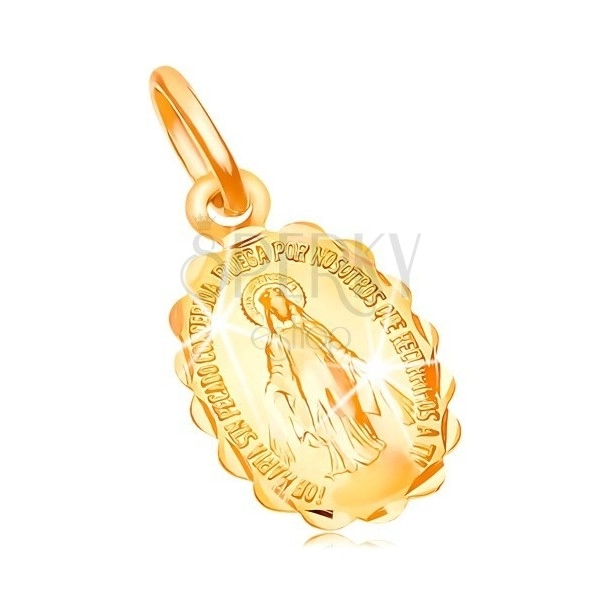 Medál sárga 18K aranyból - kétoldalú medalion Szűz Máriával
