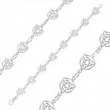 Karkötő 925 ezüstből - háromágú kelta csomók karikában, egyszerű láncszemek