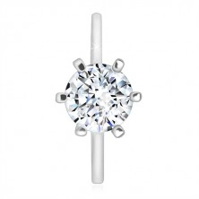 925 ezüst gyűrű - keskeny sín, háromszögek és áttetsző cirkónia, 8 mm