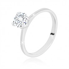 Ezüst gyűrű szett - karikagyűrű fényes félkörívvel, gyűrű cirkonkővel