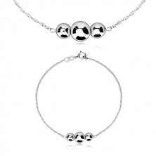 Három részes 925 ezüst szett - csavart nyaklánc, sima tükörfényes gömbökkel