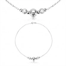 Három részes 925 ezüst szett - gömbök félhold alakú bemetszéssel, fényes nyaklánccal