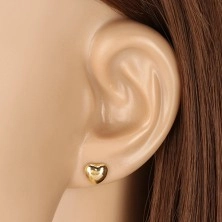 375 arany fülbevaló - szabályos szív tükörfényes felülettel