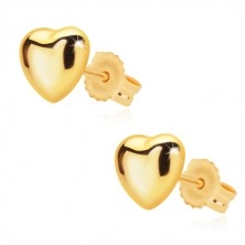 375 arany fülbevaló - szabályos szív tükörfényes felülettel