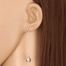 925 ezüst függő fülbevaló - tükörfényes gyöngy és csavart lánc