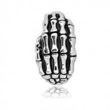 925 ezüst gyűrű - csontváz kézfej, fényes sín, patina