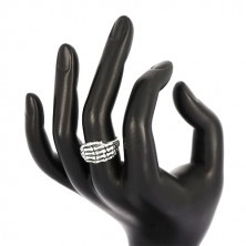 925 ezüst gyűrű - csontváz kézfej, fényes sín, patina