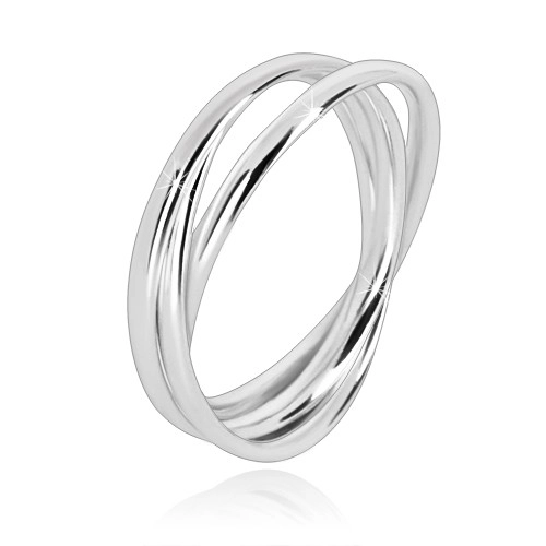 Hármas 925 ezüst gyűrű - keskeny egymásba fonódó gyűrűk fényes felülettel - Nagyság: 54