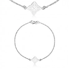 Karkötő 925 ezüstből - négyágú csillag fehér színű fénymázzal, geometriai motívum