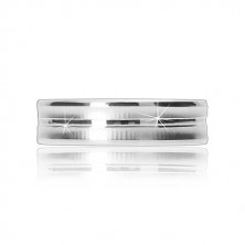 925 ezüst karikagyűrű - két matt vágás és egy keskenyebb csík a közepén 5 mm
