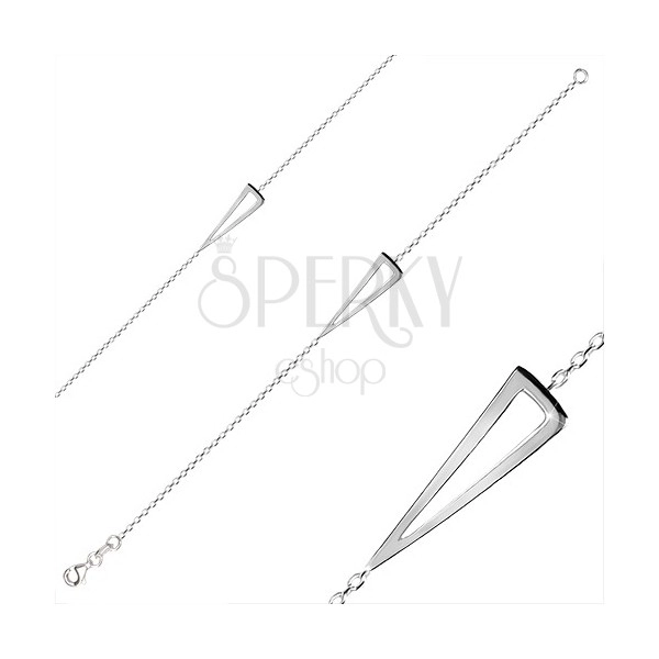 925 ezüst karkötő - háromszög kivágással, téglalap alakú láncszemek, delfinkapocs