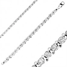 Karkötő 925 ezüstből - bizánci stílusú lánc, kerek és hosszúkás láncszemek, szélesebb karikák, delfinkapocs