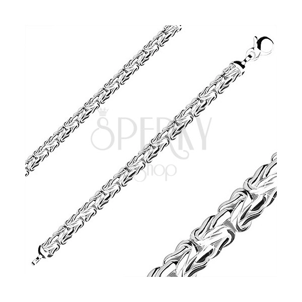 Lapos 925 ezüst karkötő - bizánci stílusú lánc, delfinkapocs, 195 mm