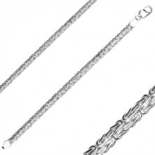 Lapos karkötő 925 ezüstből - bizánci stílusú lánc, delfinkapocs, 190 mm