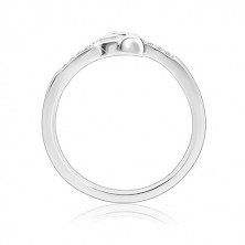 925 ezüst gyűrű - kerek átlátszó cirkónia, keskeny gyűrűsín cirkóniákkal, nyíl