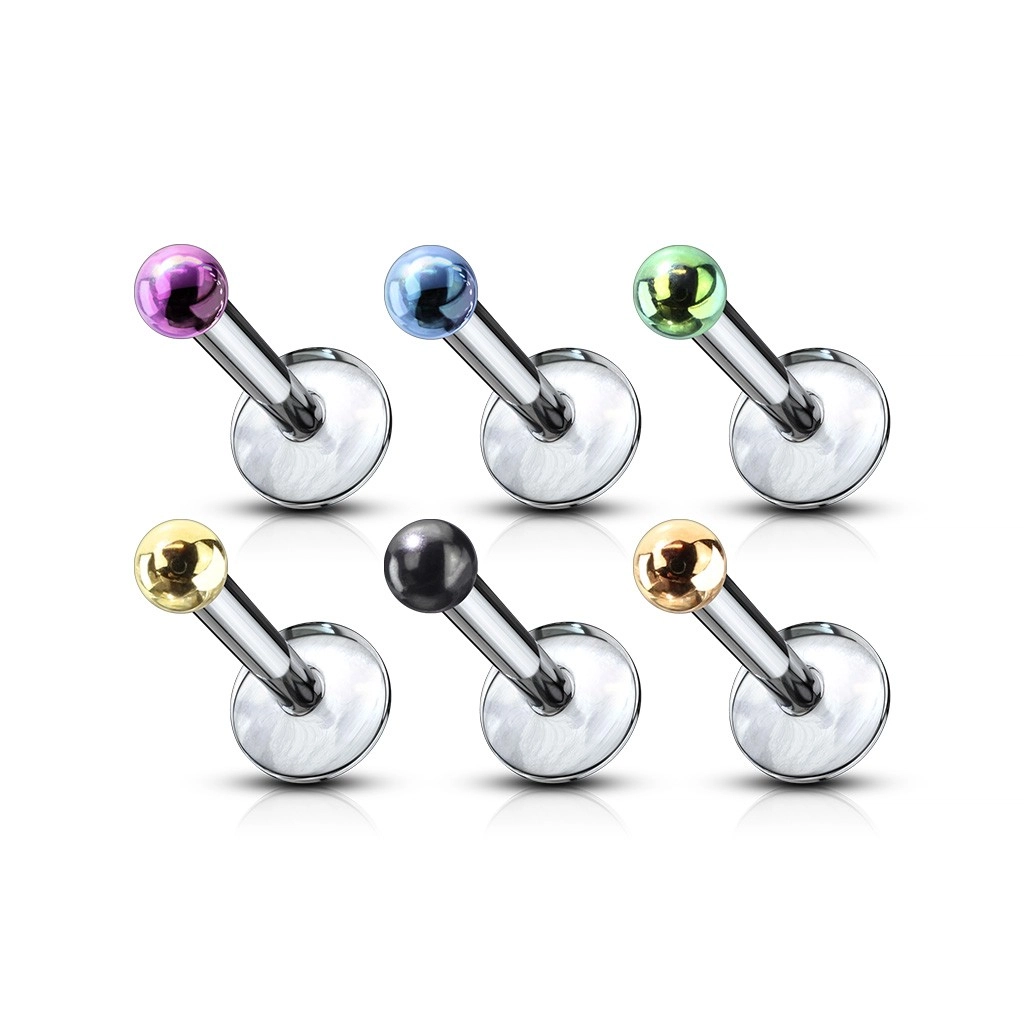 Golyós áll piercing, aloxált titánium - A piercing hossza: 8 mm, A piercing színe: Arany