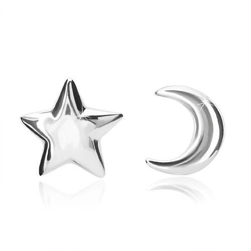 925 ezüst fülbevaló - hold és csillag motívum, stekkeres zárszerkezet