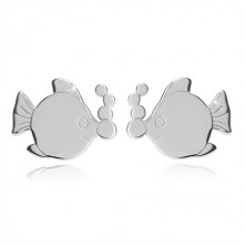 925 ezüst fülbevaló - csillogó hal buborékokkal, stekkeres zárszerkezet
