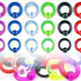 Akril UV piercing – gyűrű egy sima felületű golyóval - Méret: 3 mm x 12 mm x 7 mm, A piercing színe: Lila