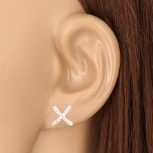 Cirkóniás fülbevaló 925 ezüstből - "X" és "O" betűk, stekkeres zárszerkezet