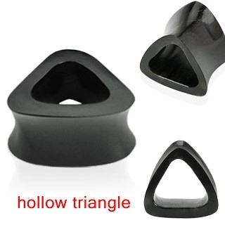 Plug - fül piercing, üreges háromszög - Hossz: 10 mm, Vastagság: 9,5 mm