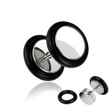 Hamis plug sebészeti acélból - fényes kerek forma, fekete gumigyűrűk, 8 mm
