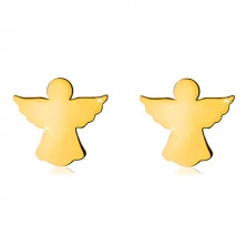 585 sárga arany fülbevaló - metszett kiterjesztett szárnyú angyal körvonal, stekkeres