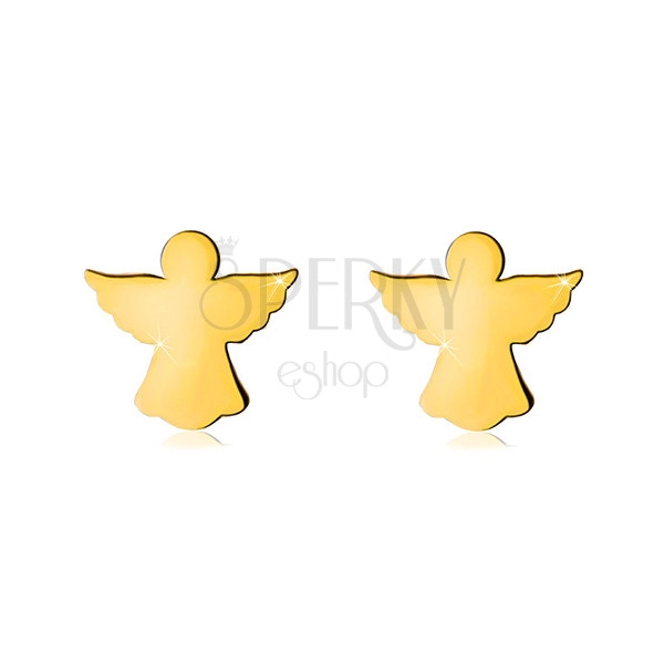 585 sárga arany fülbevaló - metszett kiterjesztett szárnyú angyal körvonal, stekkeres