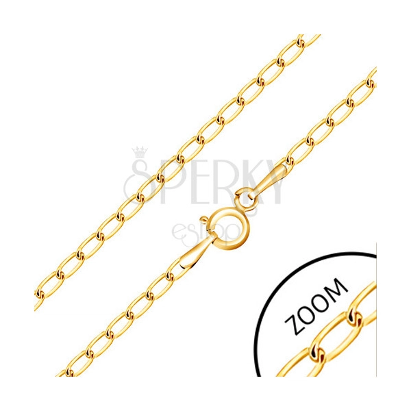 375 arany lánc - fényes lapos ovális láncszemek, 600 mm