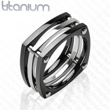Titánium gyűrű - három összekapcsolt négyzet
