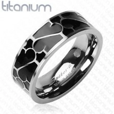 Gyűrű titániumból - fekete zománc, minta