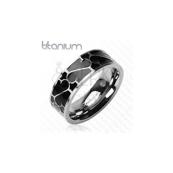 Gyűrű titániumból - fekete zománc, minta