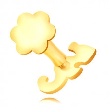 375 arany ajak-és áll piercing - tengeri csikó és egy kerek szirmú virág kontúrja