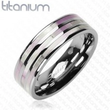 Titánium gyűrű - három rózsaszín csík