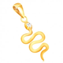 9K sárga arany medál - hullámos fényes kígyó cirkónia fejjel