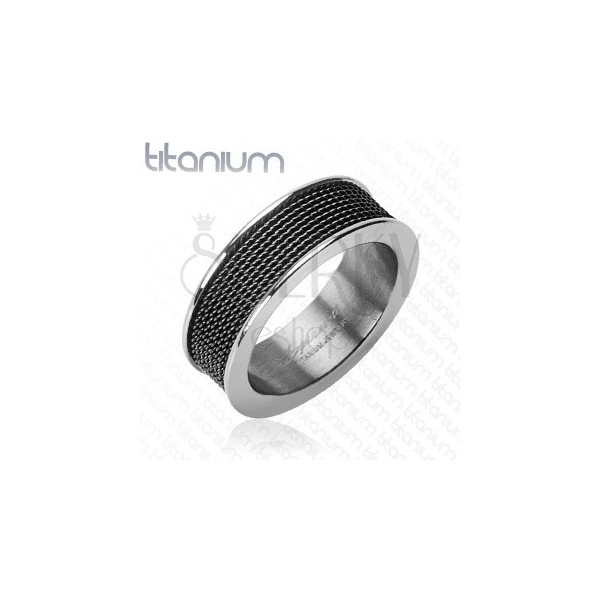Titánium gyűrű - fekete rács