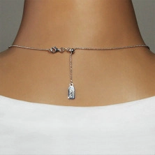 Fényes nyaklánc 925 ezüstből - tábla "love" felirattal, golyós lánc
