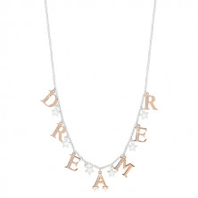 925 ezüst nyaklánc - "DREAMER" réz színárnyalatban cirkóniákkal és fényes csillagok