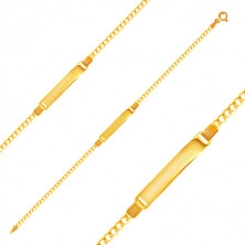 585 sárga arany karkötő - lapos láncszemek és fényes tábla, 180 mm
