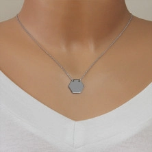 925 ezüst nyaklánc - fényes hatszög alakú tábla sima felülettel
