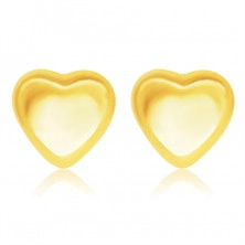 14K sárga arany fülbevaló- fényes szimmetrikus szív ,stekker zár
